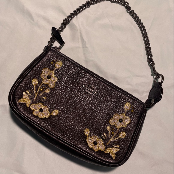 Coach Metallic Flower Embroidered Wristlet - Picture 2 of 8